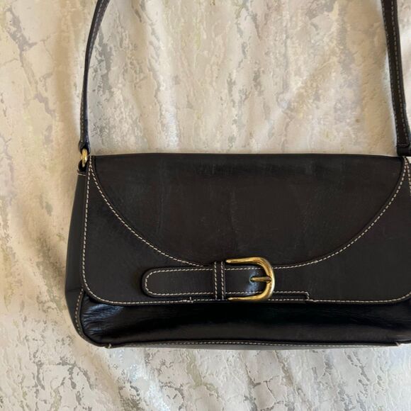 Mila Paoli Leather buckle shoulder bag Y2K 90s - Picture 1 of 14